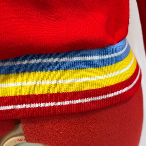 ❤️🤍💛🩵❤️ Vintage 70s/80s Red AthleticJacket with Striped Cuffs ❤️🤍💛🩵❤️ - Picture 7 of 7